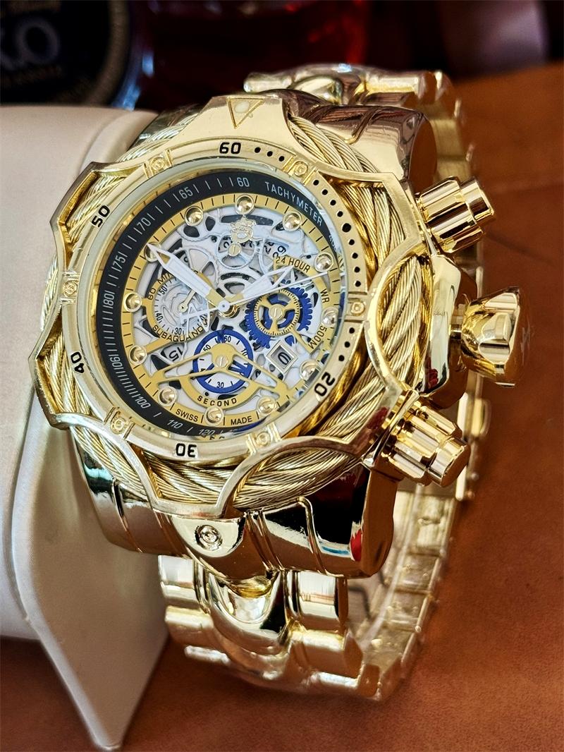 Luxury Men's Watch High Aesthetic Light Luxury Fashion Casual Versatile Punk Style Stainless Steel Large Dial Gift Box Included High End Watch
