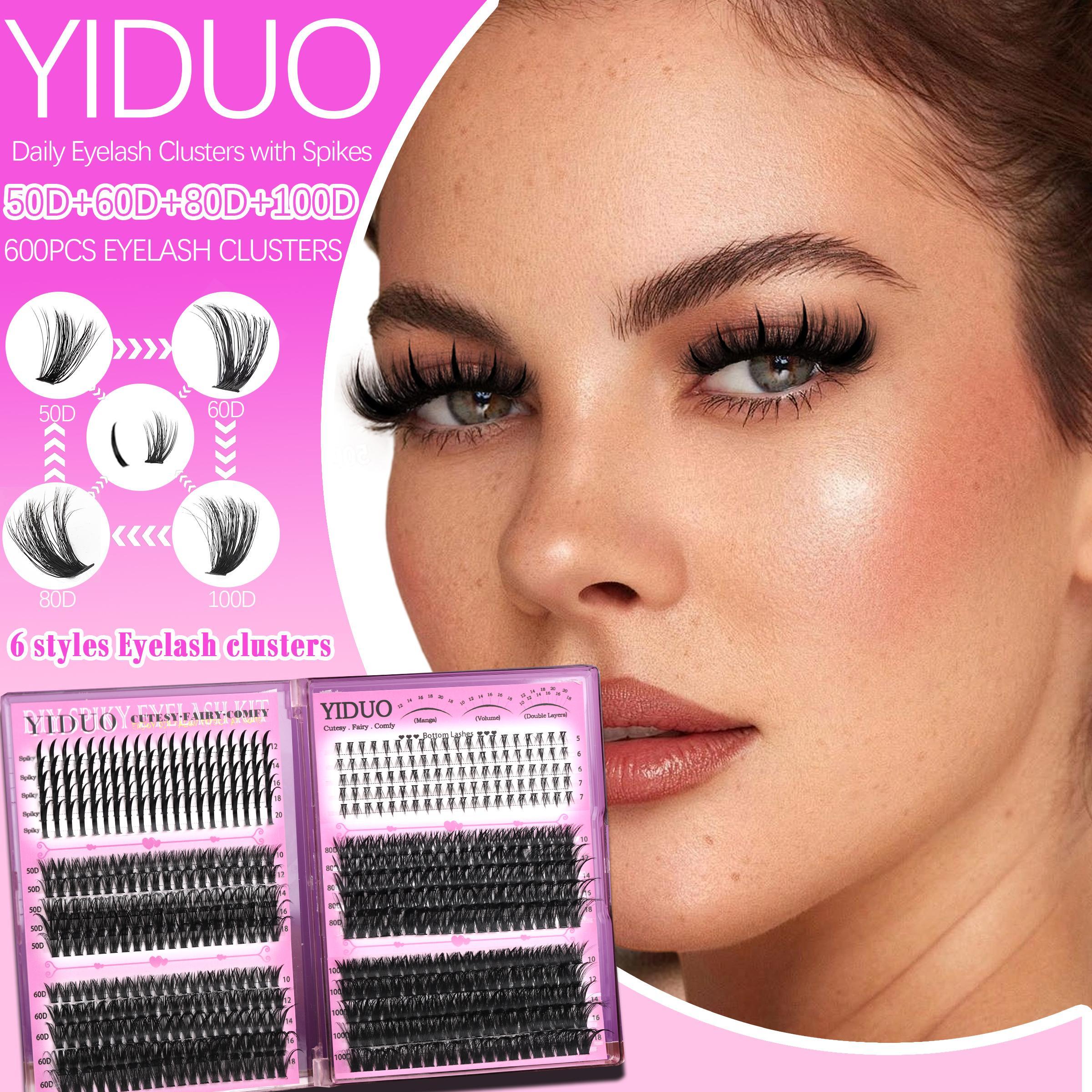 16 Styles Lash Clusters Kit, Diy Eyelash Extensions, Volume Individual Lashes, Mega/ultra/Dramatic/Volume/Spikes/Bottom Lashes WaterProof Lash for Beginners & Pros, Soft Comfortable Easy Apply Natural Look for Daily Makeup
