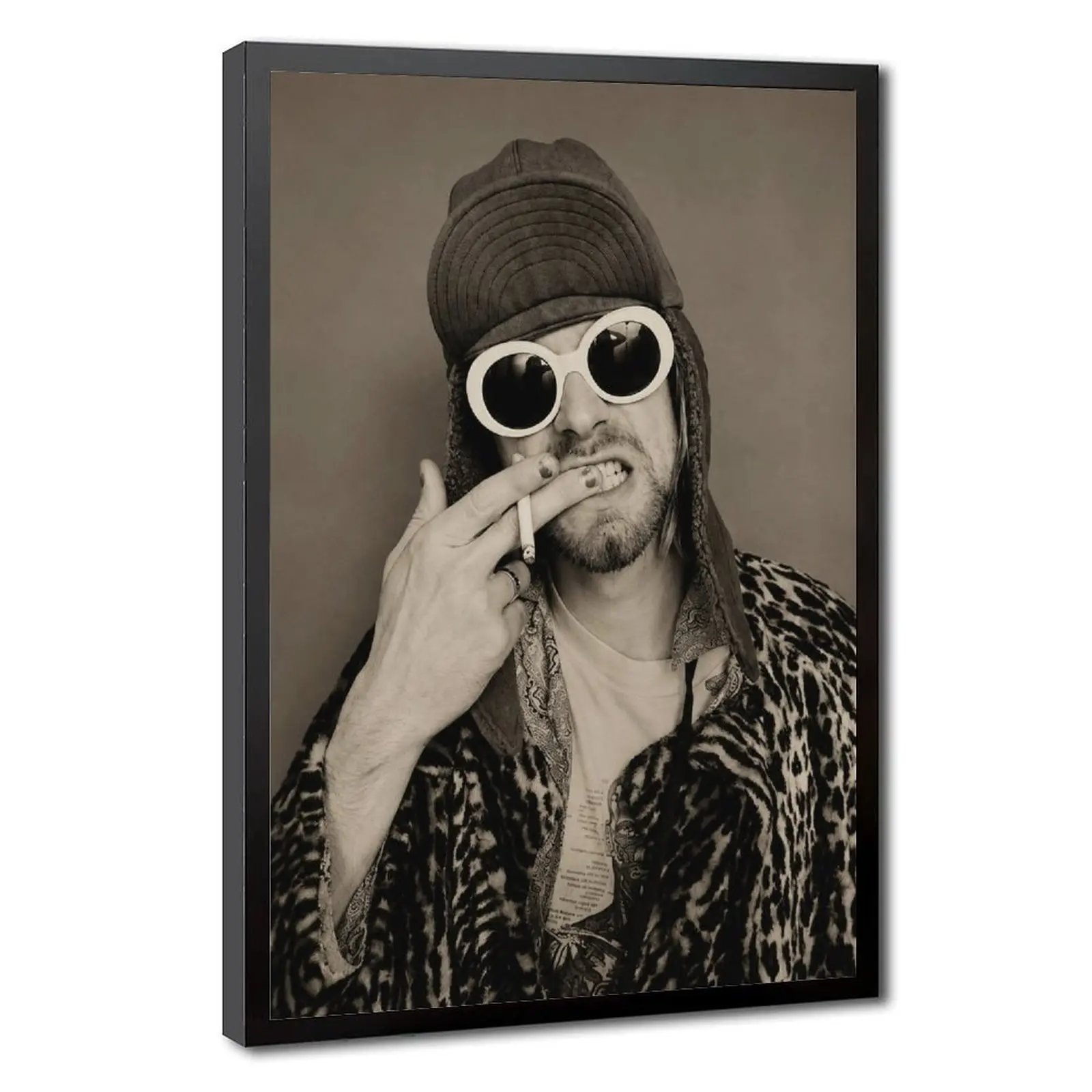 Vintage Rock Black-and-White Portrait Photography Print Set - Hanging Minimalist Canvas Wall Art, Alternative Look Room Decor for Modern Bedroom Living Room, Printed Image