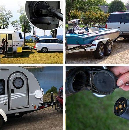Nilight 1-Piece Trailer Adapter Plug Kit, 4-Way Flat-to-Round 7-Way Mountable ABS Compact Corrosion-Resistant Socket Converter, 6-24V Power Transfer Accessory for RV Trailers Electrical Connections