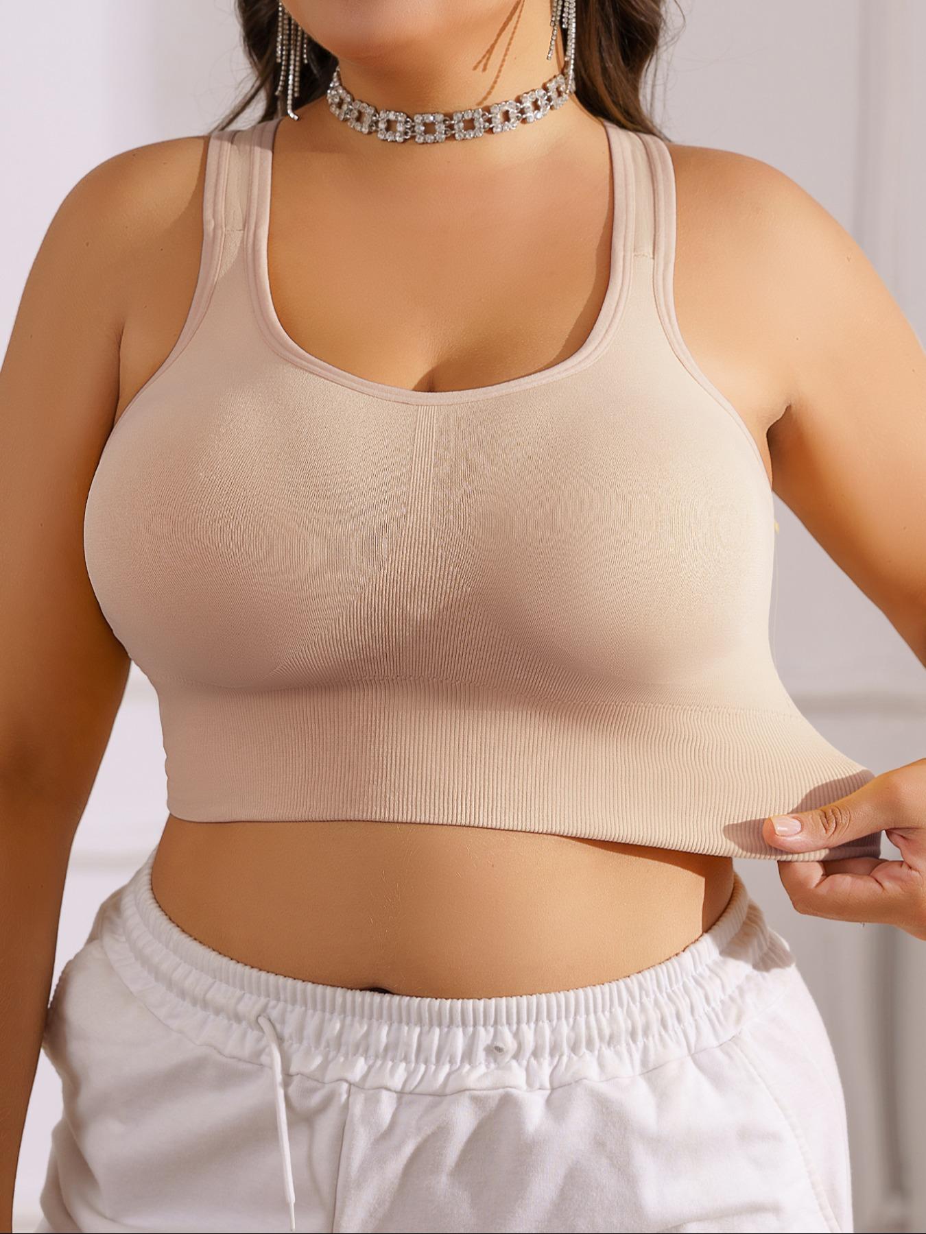 3/5/8PCS Women's Plus Size Backless Bra, Detachable Pads Breathable Anti-Drop Gym Yoga Running Vest, Multiple Colors Available, All Seasons Wear，Christmas & Valentine's Day gift