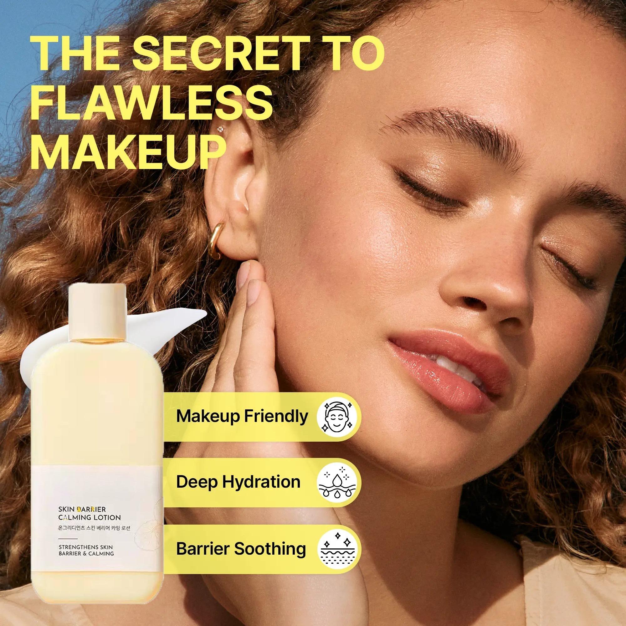 Skin Barrier Calming Lotion 220ml / 7.43 fl.oz -  Hydrating Lotion for Smooth Makeup Prep & Glowy Skin, Deeply Moisturising, GHK-Cu, CiCA + TECA, Peptide, Collagen, Non-Comedogenic Facial Daily Moisturizer, Korean Skincare, Collagen Deep Hydration