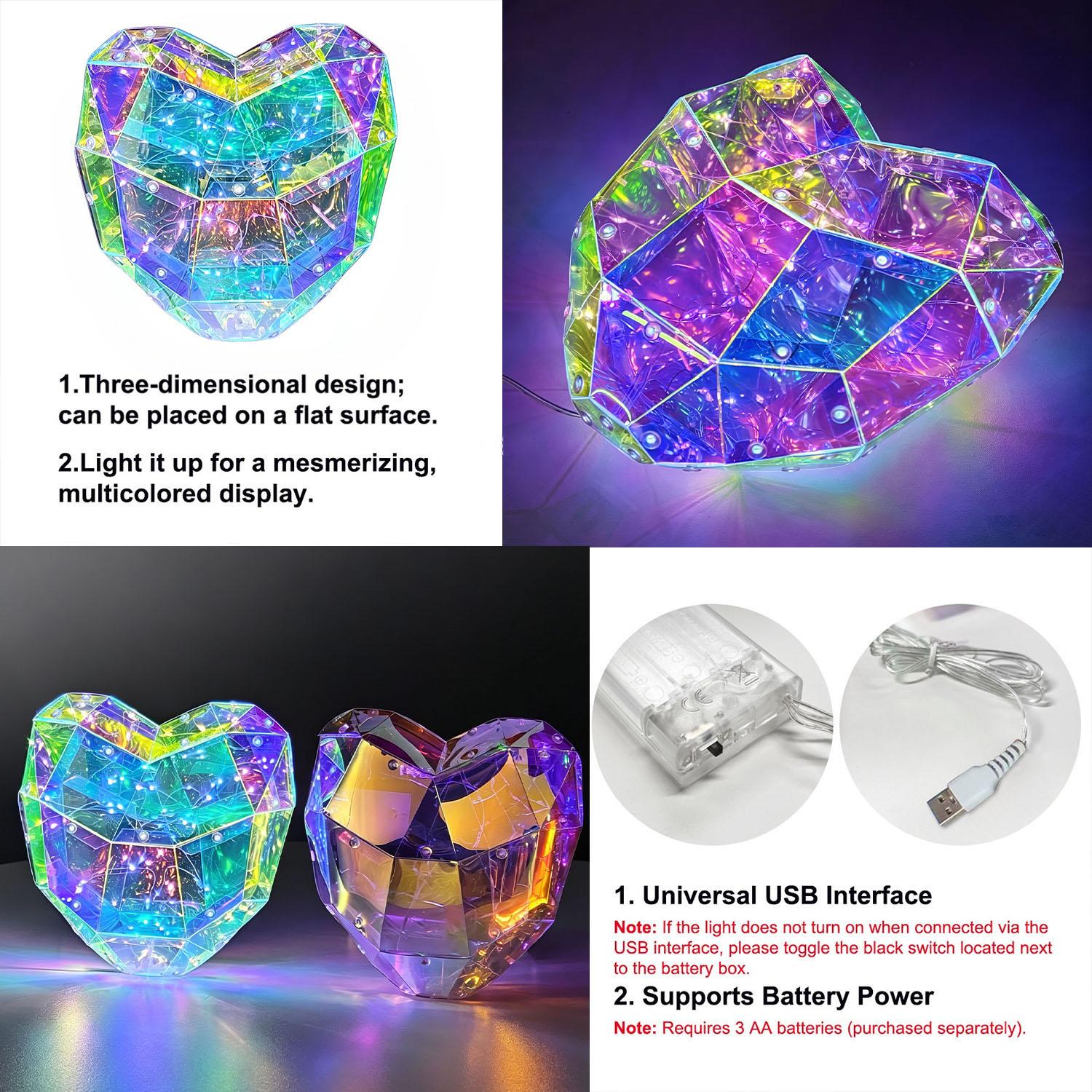 Heart LED Night Light with USB and Aaa Dual Power, Ideal for Bedroom, Game Room, Bar, Café, Perfect Gift for Girlfriend, Lover, Friend