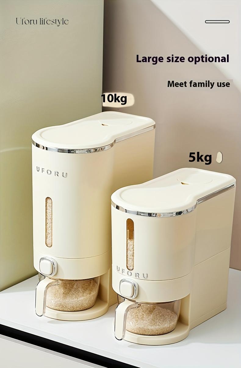 UFORU insect-proof airtight Rice Dispenser with Measuring Cups - Moisture-Resistant Plastic, Airtight Grain Storage Container for Soybeans, Corn & Cereals,pet food,cat food,dog food,suitable for kitchen and food storage room
