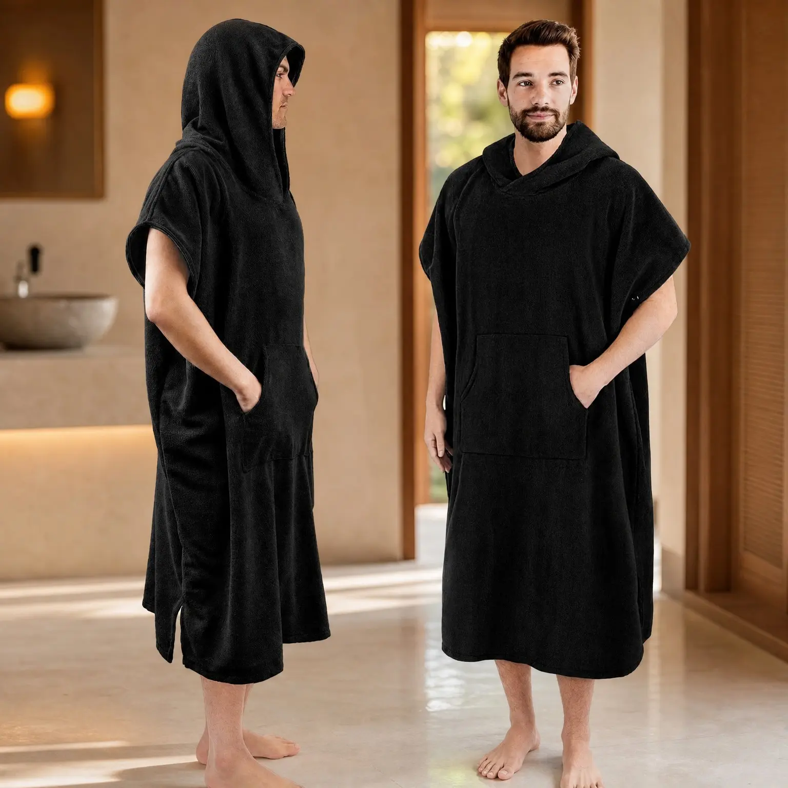 Surf Poncho Changing Robe with Hood, Thick Quick Dry Microfiber Wetsuit Changing Towel for Adults, Beach Swim Outdoor Sports Cover UpGift