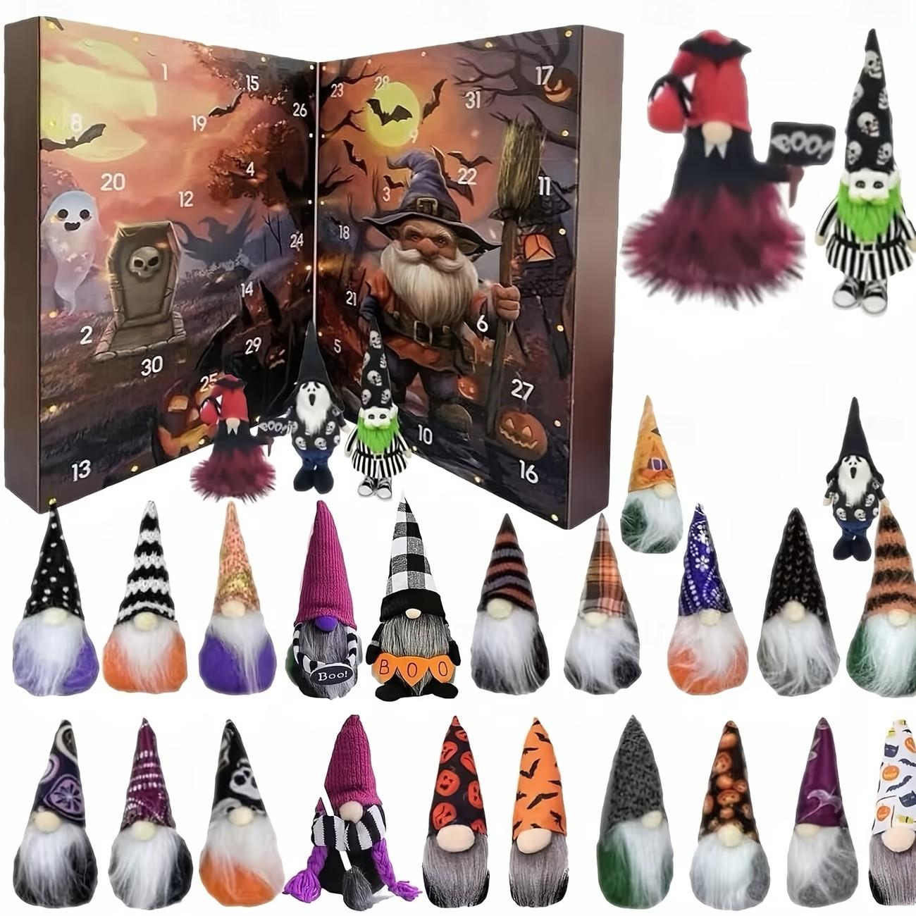Halloween 31 Night Countdown Calendar Gift Box, 31 Collectible Horror Dolls, Daily Door Decor for Parties, Plastic Material, Spooky Holiday Decoration