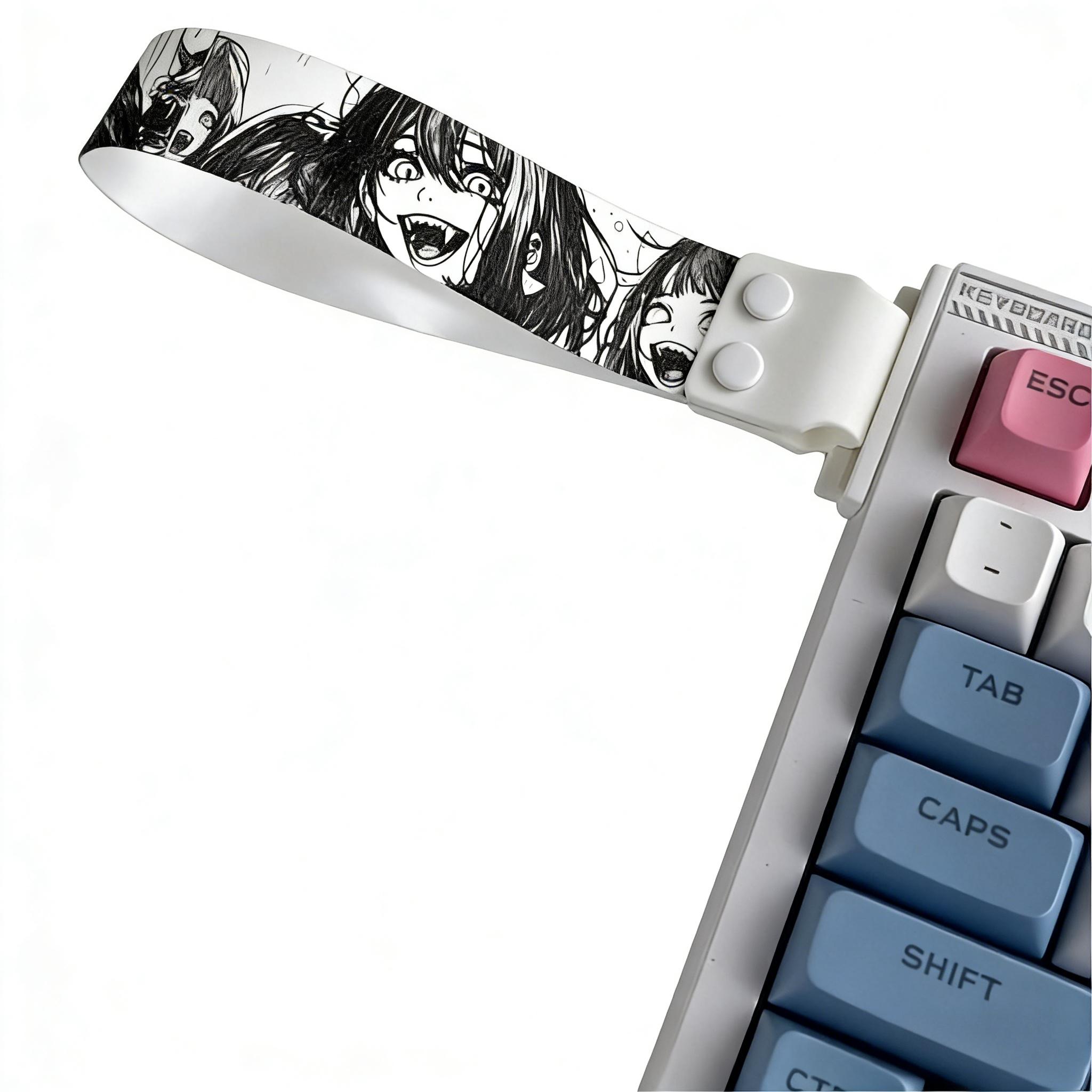 Anime Keyboard Lanyard, Detachable Cartoon Ribbon, Universal DIY Decorative Strap, Trendy Anime Character Print, Versatile Keyboard Accessory