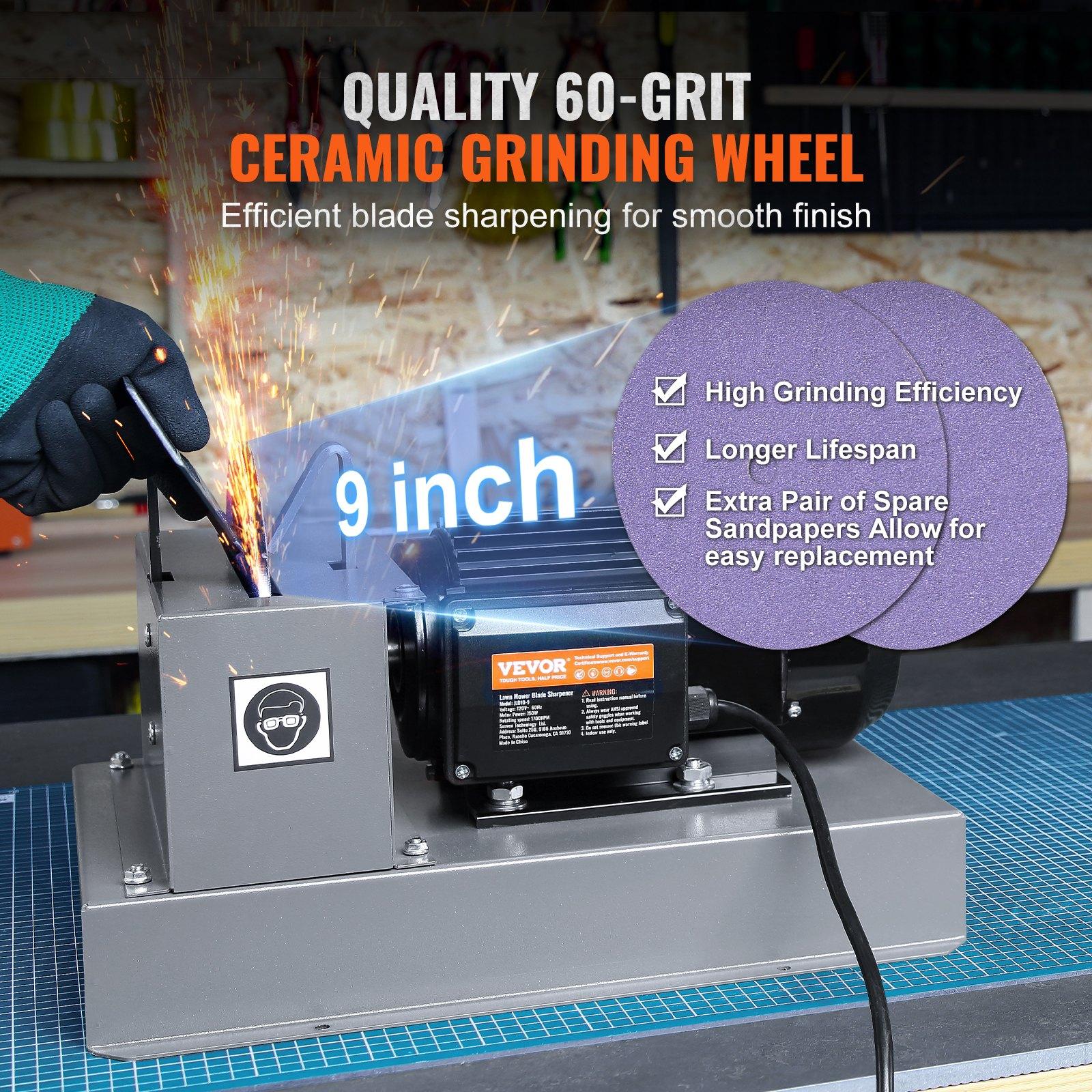 2/3HP 500W & 1HP 750W Lawn Mower Blade Sharpeners, 7/9-inch Ceramic Grinding Wheel, Powerful Bench Sharpening Machines for High/Low Lift, Gator, & Flat Blades