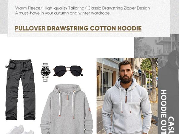 Men's Simple Zipper Hem Basic Style Hoodie, Regular Version Piece Design Casual Long Sleeve Sweatshirt, Suitable for Autumn and Winter, Loose Version Men's Daily Wear, Long Sleeve, Hooded Sweatshirt, Menswear