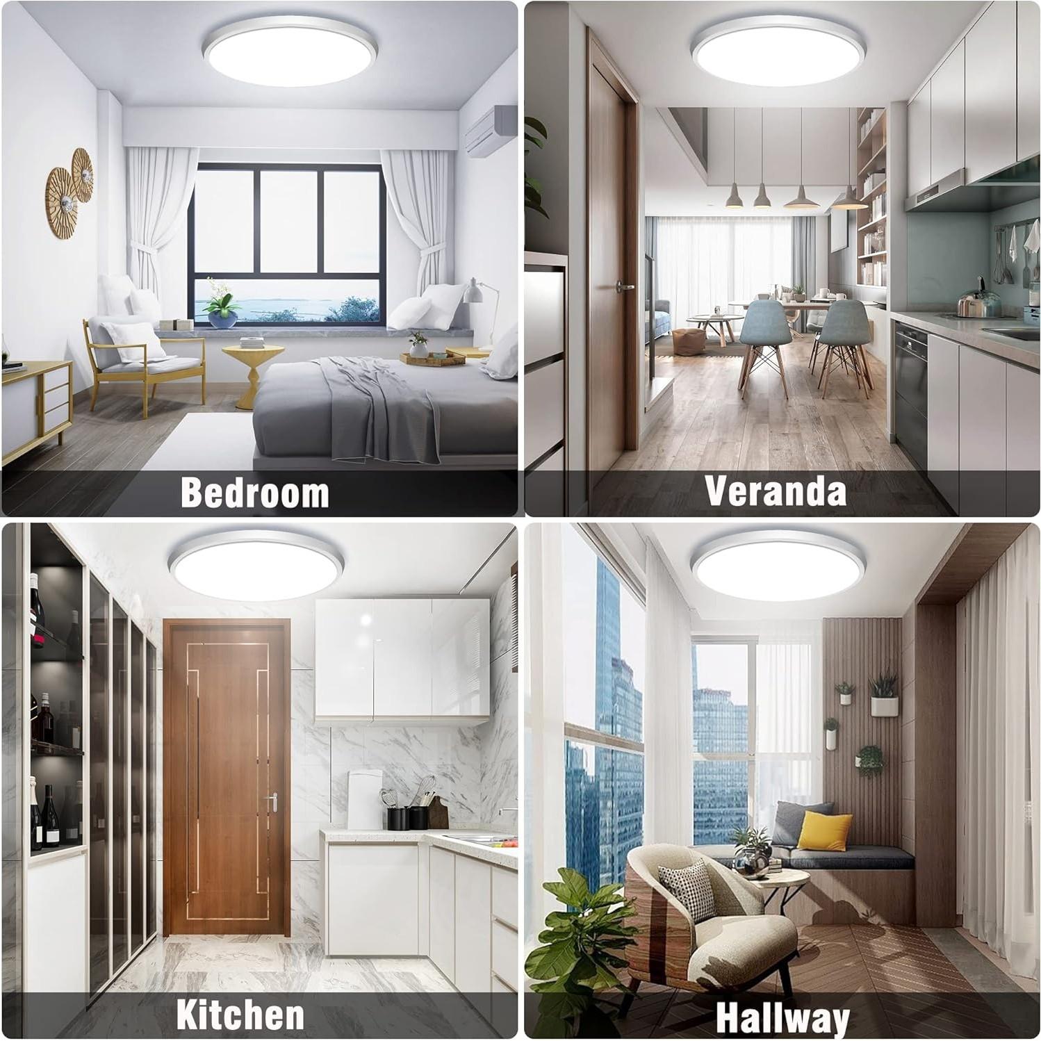 LED Motion Sensor Ceiling Light, 24w LED Staircase Hallway Lamp, Infrared Human Radar Smart Voice Control, 5000k, 2/4 Pieces