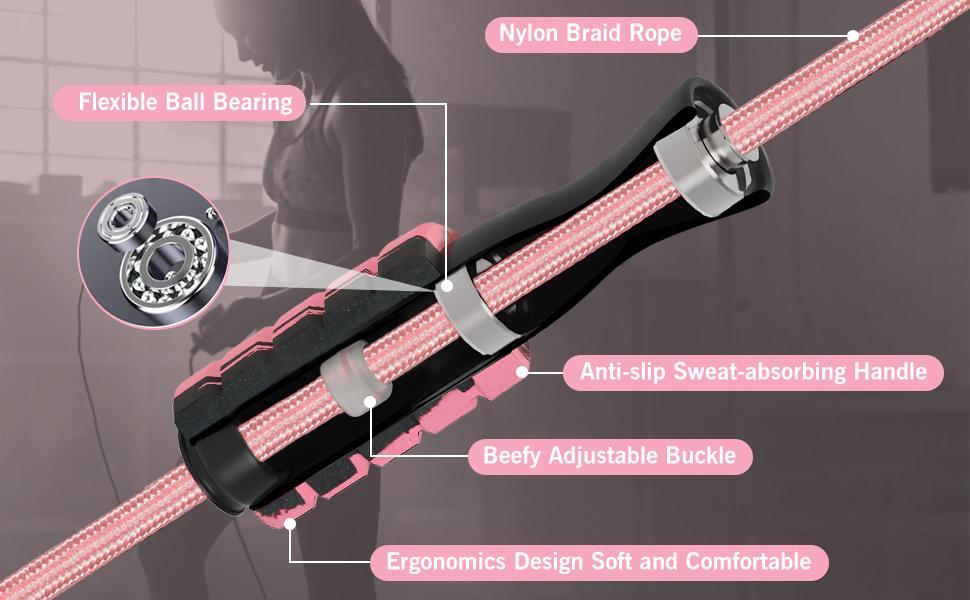 Jump Rope Cotton Adjustable Skipping Weighted jumprope for Women,Adult and Children Athletic Fitness Exercise Jumping Rope (Pink)