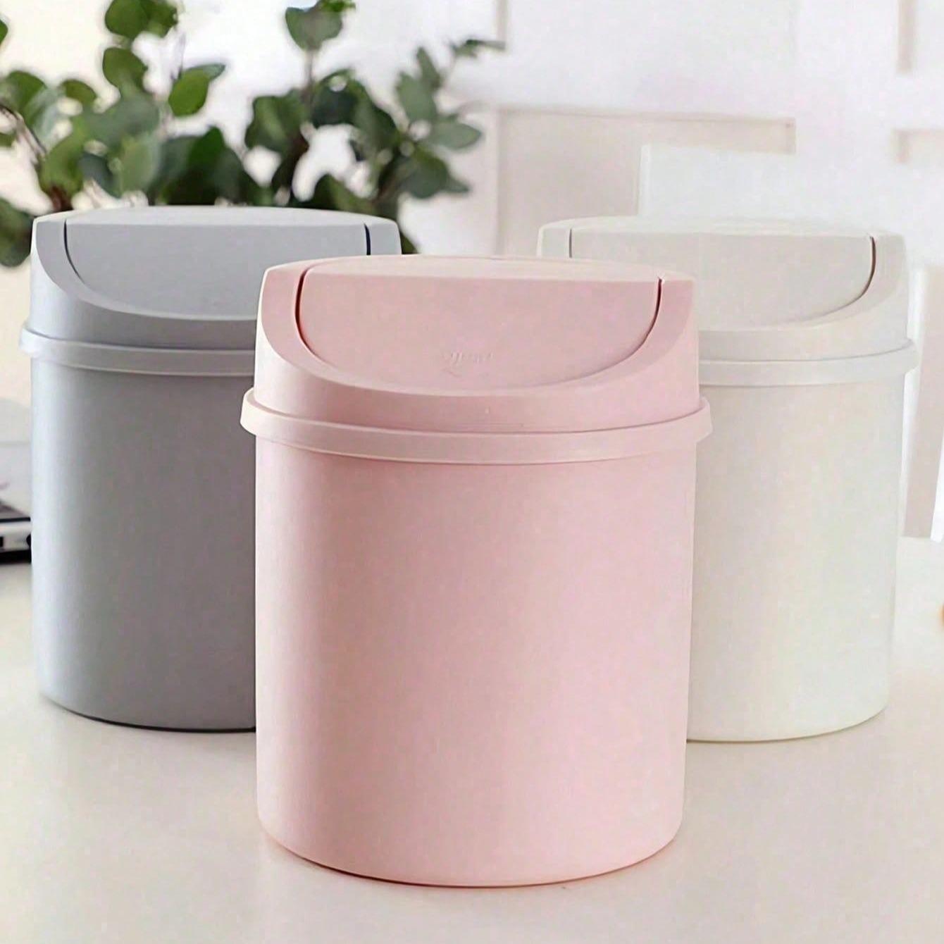 Mini Garbage Bin, Trash Storage Can, Covered Trash Can, Desktop Trash Can, Plastic Desktop Waste Paper Basket, To Prevent Odor Leakage, Storing Fruit Peel, Paper Scraps On Desk To Keep Tidy, For Office Desk Decor, Coffee Table, Office, Living Room, Study