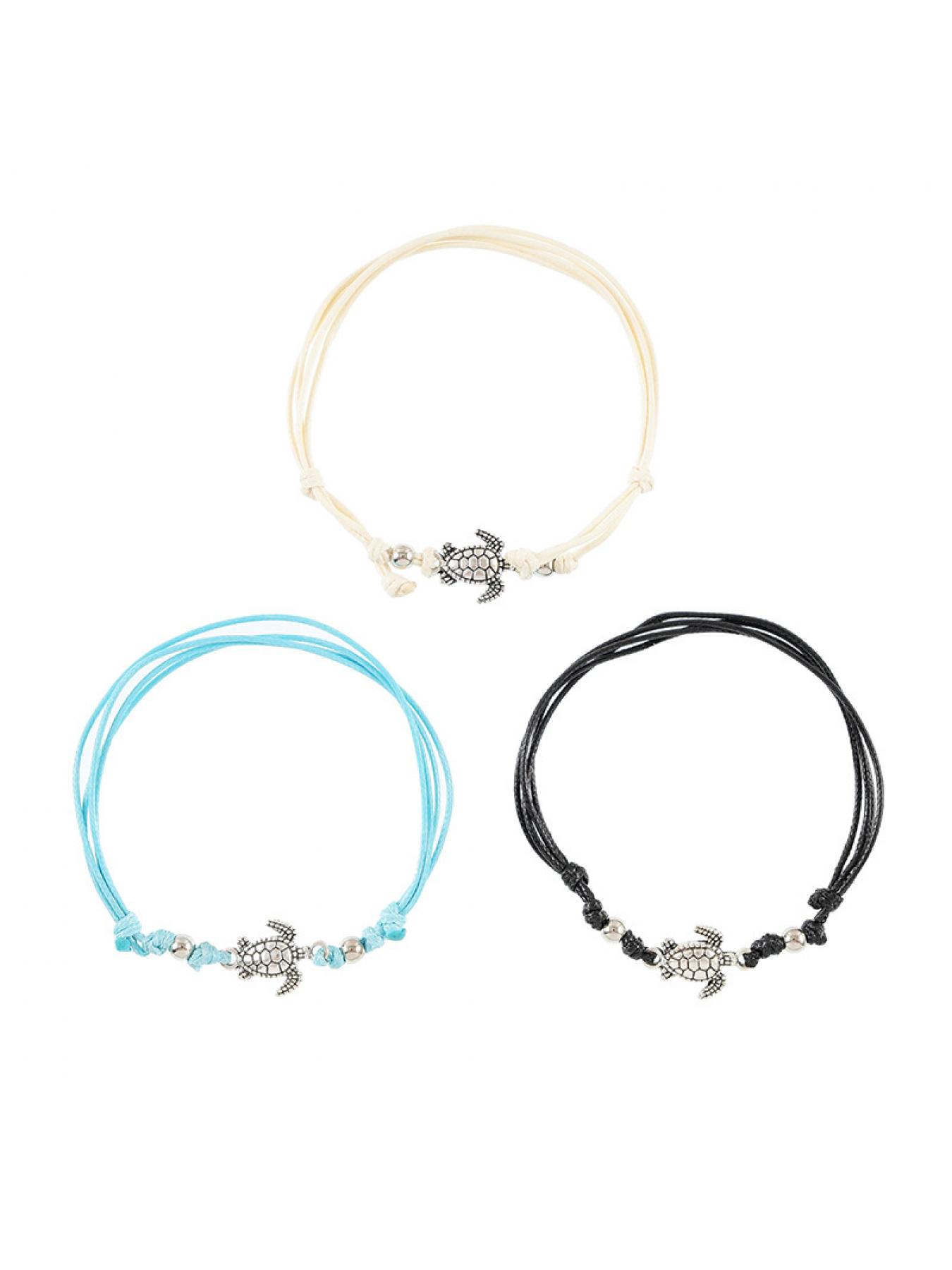 New vintage turtle-shaped bracelet made of wax rope, hand-woven turtle beach bracelet