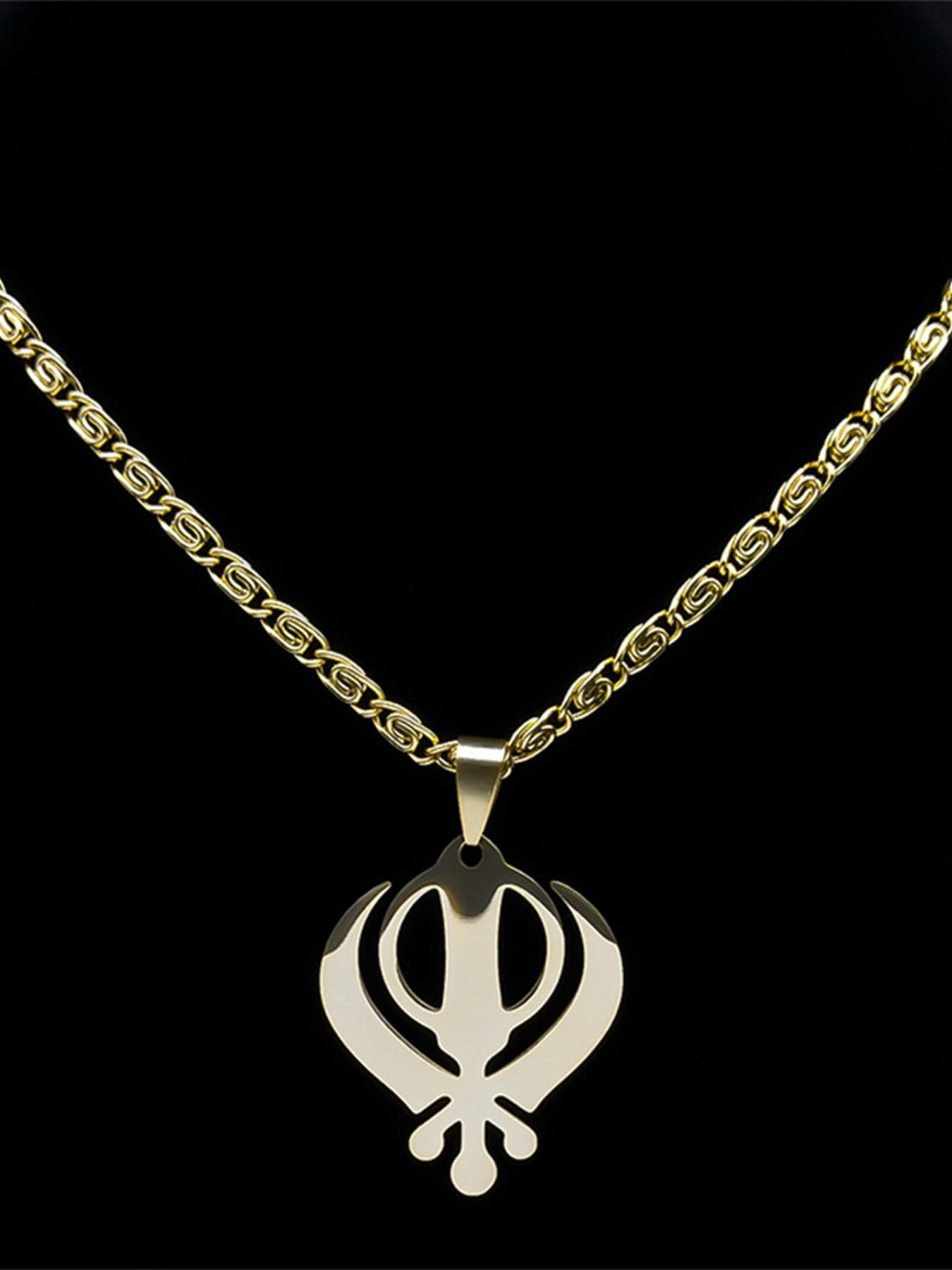 Sikhism Sikh Necklace Women Men Khanda Pendant Stainless Steel India Pakistan Malaysia Punjab Religious Necklaces