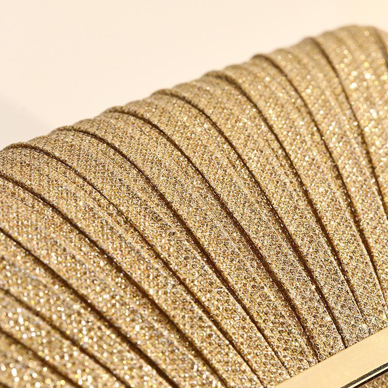 FringeFlutterSparkly Sequin Evening Bag | Pleated Chain Clutch for Prom, Wedding & Date Night