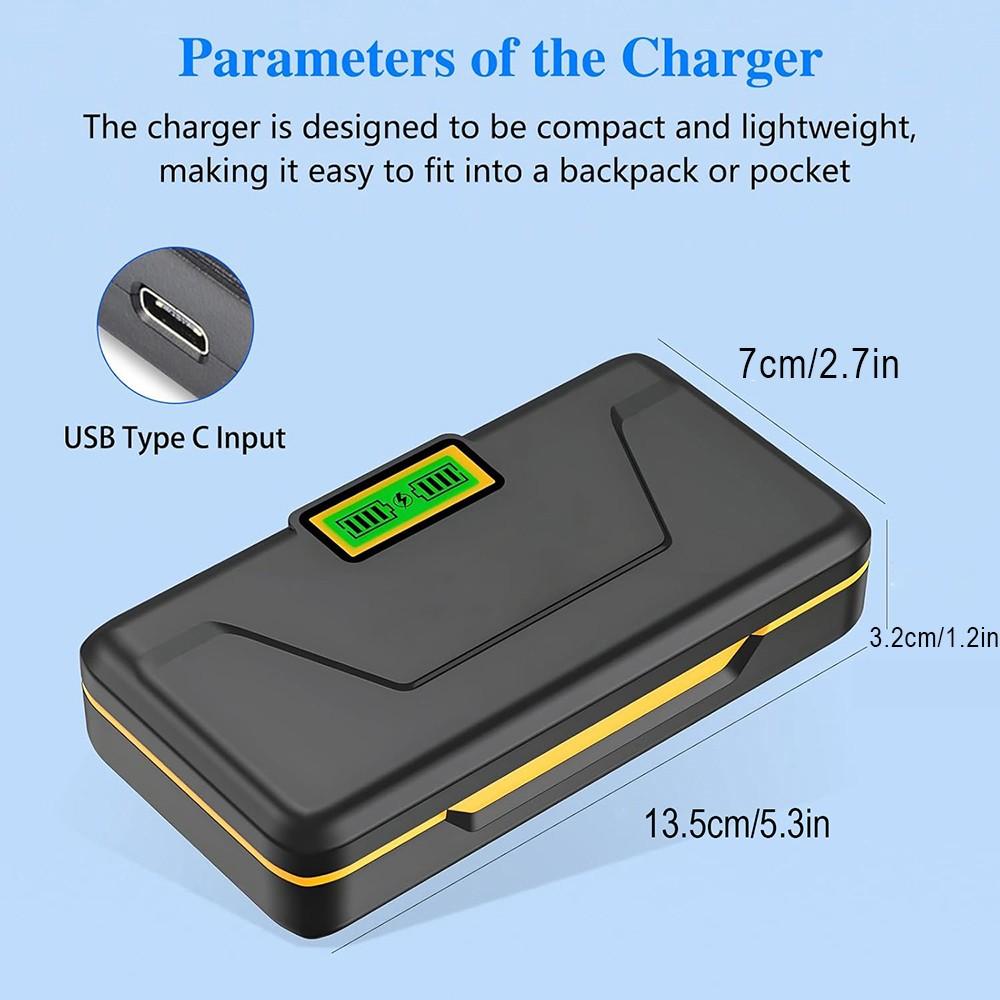 1Pcs EN-EL14 camera battery charger, supports PD20W fast charging - dual slot simultaneous charging, LCD display charging status, suitable for Nikon EN-EL14 batteries and compatible with: Nikon cameras D3100, D3200, D3300, D3400, D3500, D5100, D5200 (char