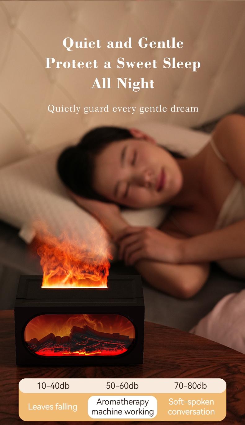 Fireplace Scent Diffuser Humidifier, Aromatherapy Humidifier, Flame Atmosphere Light, Waterless Power Protection, Fine Mist & Coarse Mist Output, Quiet Operation