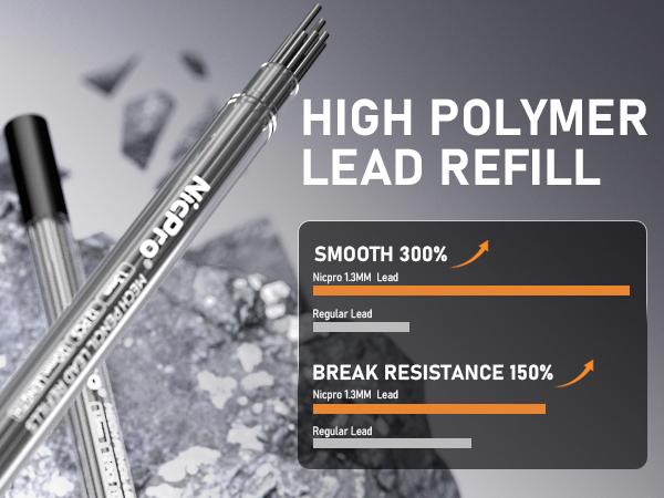 Nicpro 3 Pack 1.3 mm Mechanical Pencil Set with 36 Lead Refill, 3 Eraser - Weatherproof Metal MP2000 Heavy Duty Carpenter Pencil for Outdoor Marking Drafting Drawing Woodworking, Office Stationery Supplies