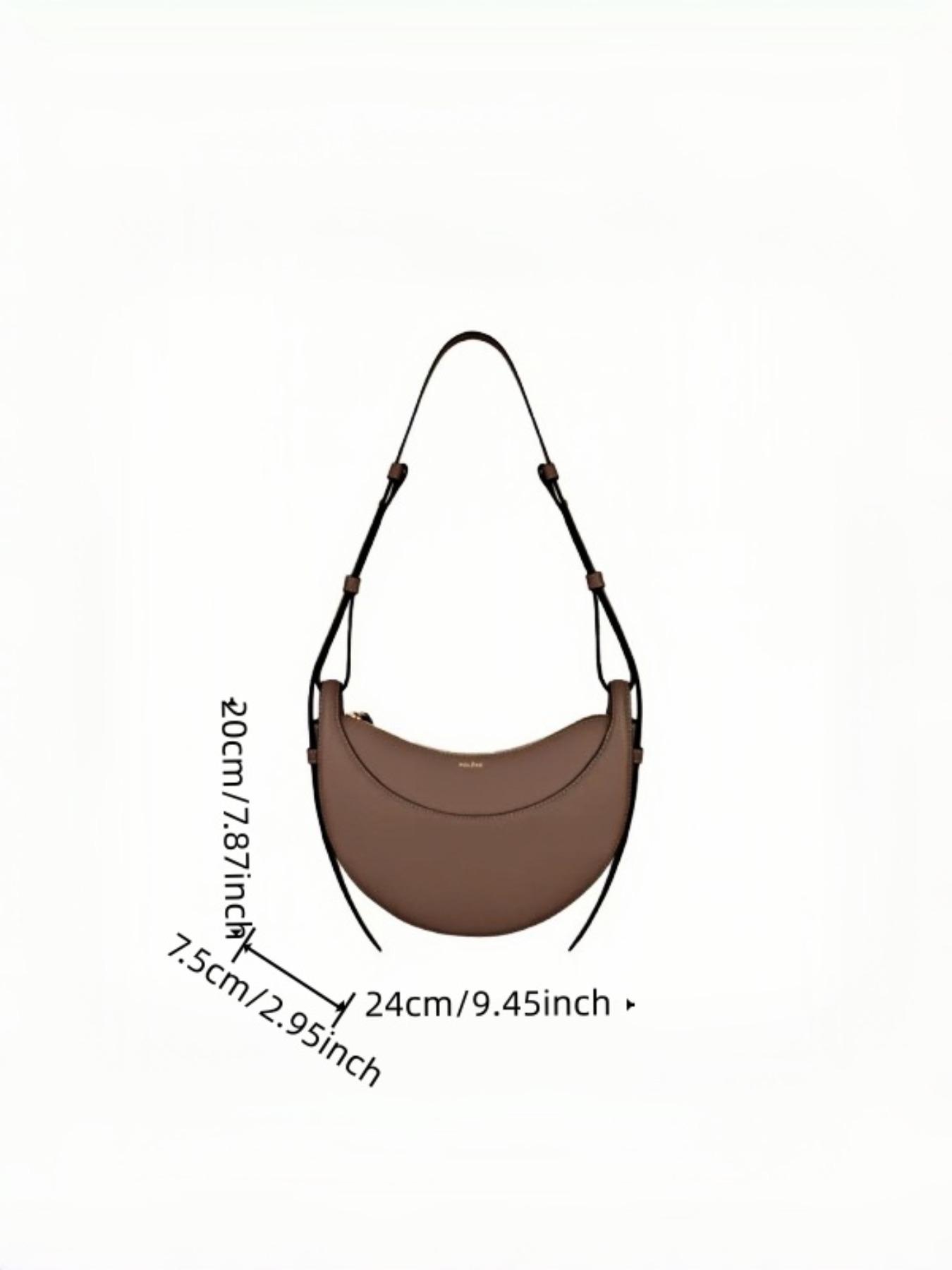Style Unique Design Half Circle Bag, Minimalist Crescent Saddle Bag, Soft Leather Texture, Crossbody or Underarm, Women's Bag