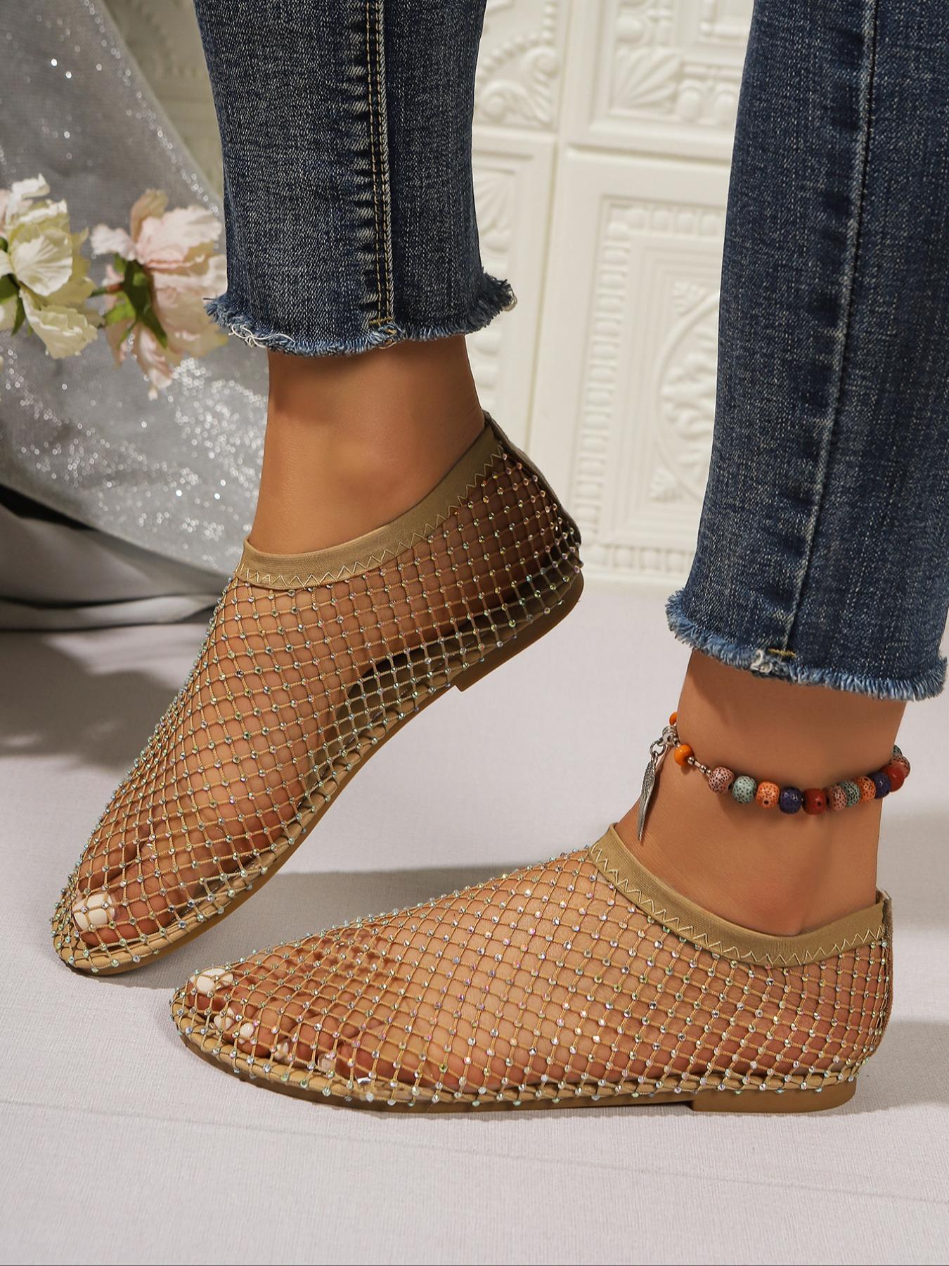 Women's Casual Round Toe Ballet Flats, Breathable Mesh Low Top Shoes, Spring & Fall Textile Upper, Comfortable Rubber Sole