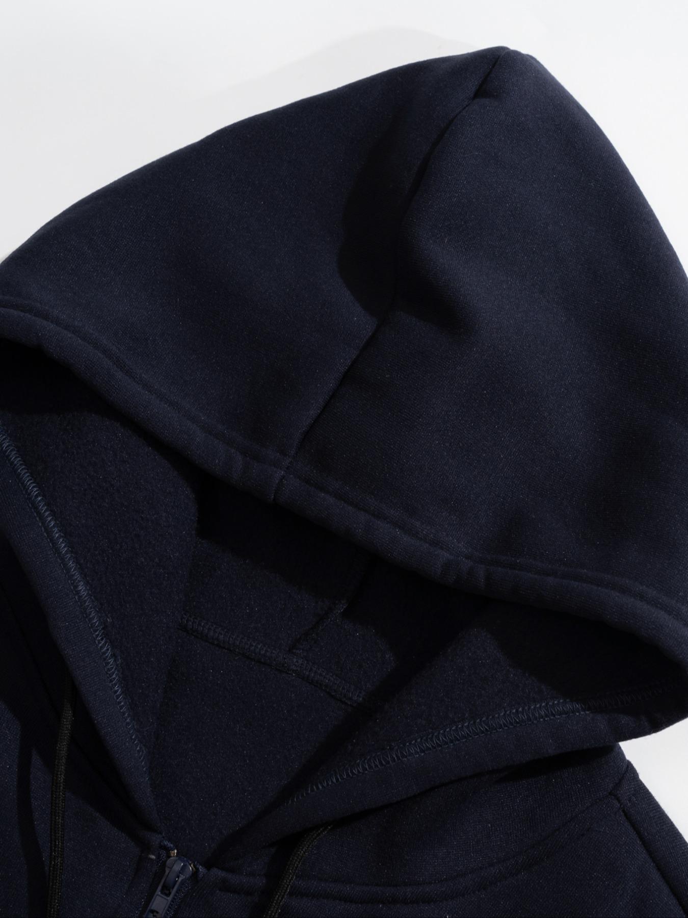 Men's Fall Winter Hooded Sweatshirt, Long Sleeve, Solid Color, Casual Sporty Style, Soft Fabric, Streetwear Fashion