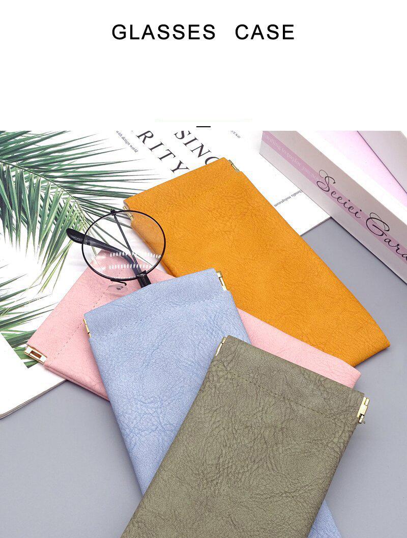 Glasses Bag Sunglasses MEN'S AND WOMEN'S Storage Set Elastic Plate Mouth Automatic Closing Glasses Storage Bag