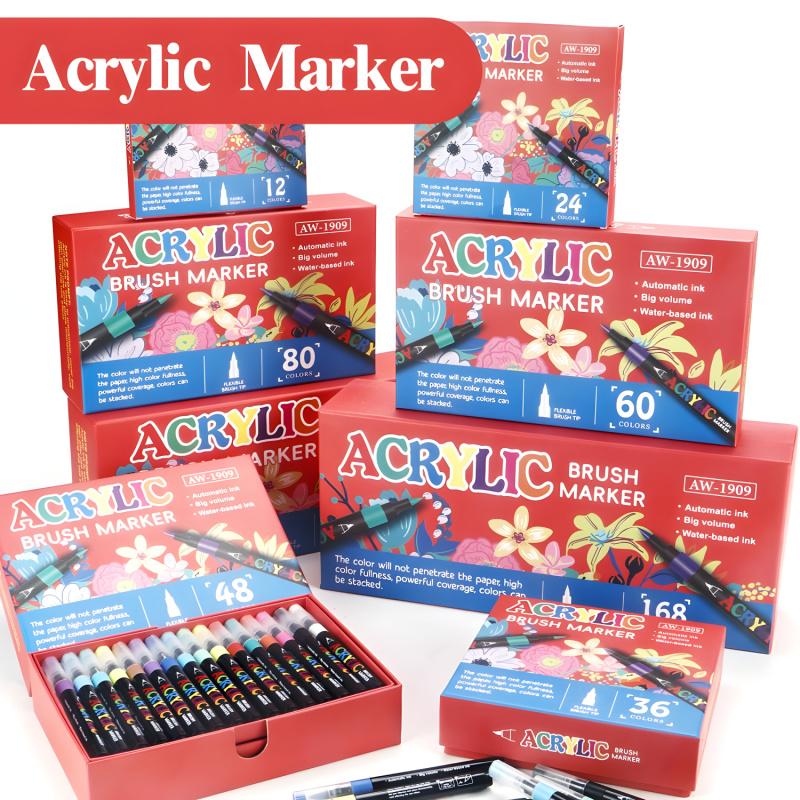 Acrylic Paint Pens Markers,Soft Brush Tips - Quick-Dry Professional Art Markers for Rock Painting, Canvas, Wood, Glass, Ceramic, Fabric, Plastic, Egg & Scrapbook. Paint Markers