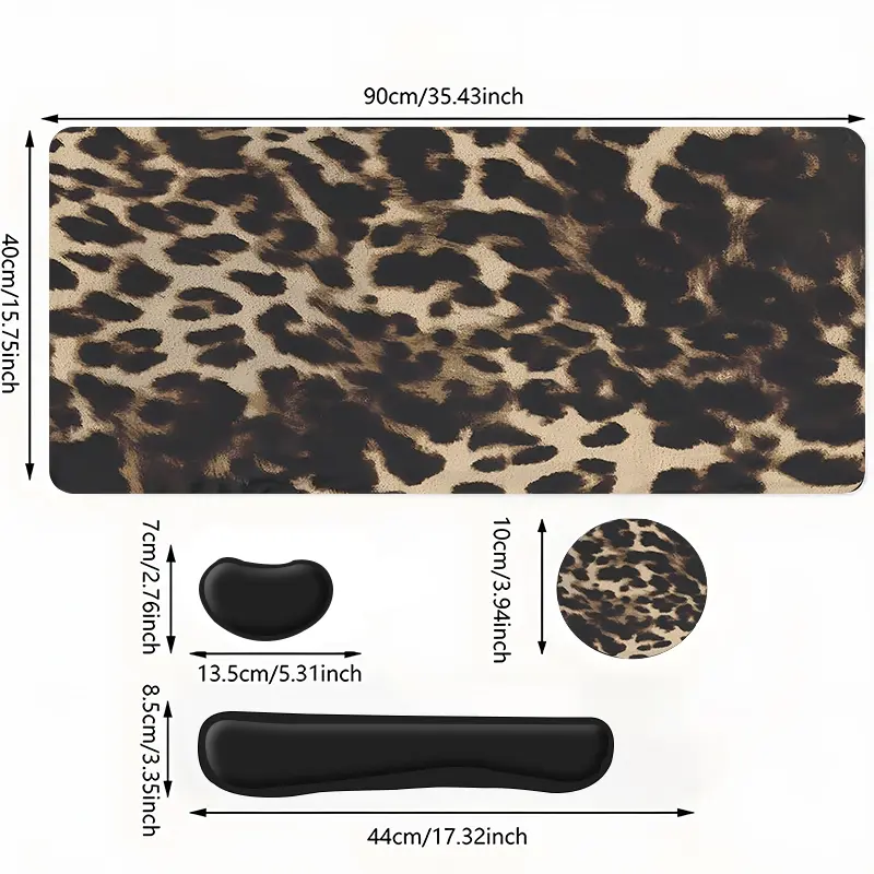 1pc Geometric Leopard Print Mouse Pad, Extra-thick , , Light Orange & , Ideal For Office, Gaming, And Home Use, Home Computer Pad | Pad | Durable Desk Ma - Office & School Supplies - Oman