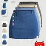 Women's, Slim-Fitting High-Waist Short Skirt, Basic Casual A-line Skirt, Button Closure Design, Plain Pattern, Summer Fashion, Casual Denim Skirt