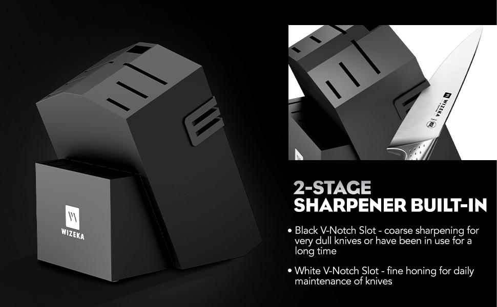 WIZEKA Jaguar Series Kitchen Knife Set with Block, Dishwasher Safe 15 Pcs Professional Chef Knife Set with Knife Sharpener, Food Grade German Stainless Steel Knife Block Set Gift for men Steak knife cooking knives Kitchen Knives kitchen accessories