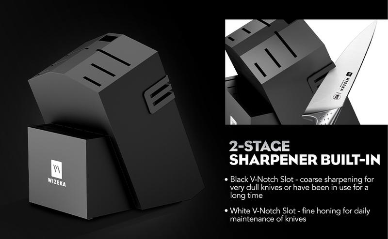 WIZEKA Jaguar Series Kitchen Knife Set with Block, Dishwasher Safe 15 Pcs Professional Chef Knife Set with Knife Sharpener, Food Grade German Stainless Steel Knife Block Set Gift for men Steak knife cooking knives Kitchen Knives kitchen accessories