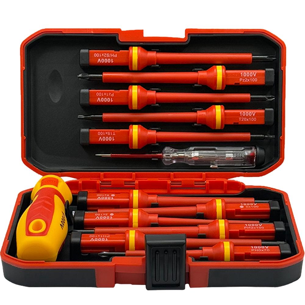 Insulated Screwdriver Tool Kit, Hex Shank Screwdriver, Multipurpose Professional Hand Tool Set, Durable Screwdriver Set for Home, Office and Industrial Use, Tool Box