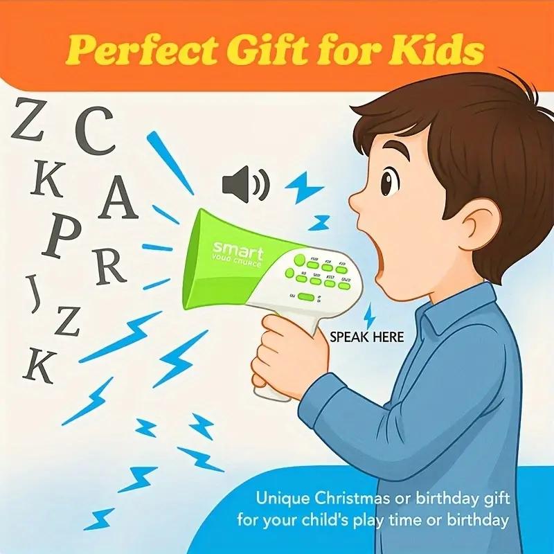 Kids' Voice-Changing Prank Toy, Mini Multi-Sound Speaker, Fun Amplifier with Various Sound Effects. Perfect Holiday, Christmas, and Birthday Party Gift. Ideal for Scene Parties, Birthday Gatherings, Yard Activities, Requires 3 Batteries(Not Included).