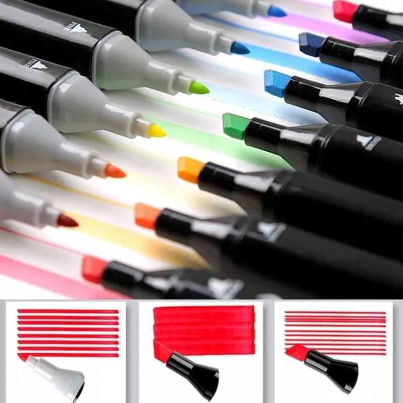 24-color double-headed marker pens, fine and chisel tip permanent art painting set, art supplies for coloring, sketching, professional illustration design, architectural landscape, fashion and comic art