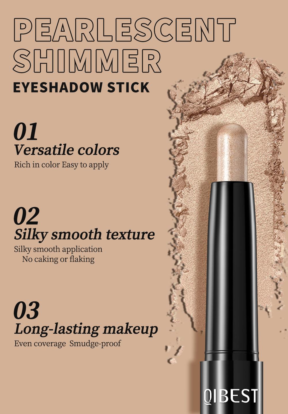 8 Color Shimmer Highlighter Eyeshadow Stick, Long-Lasting Natural Brightening, Lazy Eye Shadow Brush Set, One-Touch Application