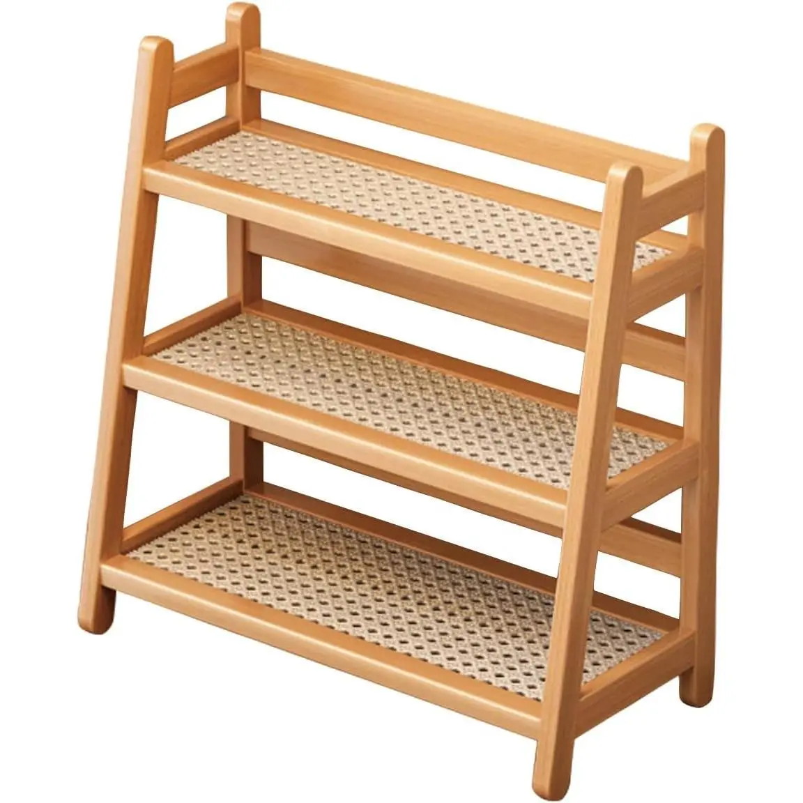 Three Tier Wooden Storage Shelf, Bamboo Ladder Shelf, Desk Tabletop Rack, Seasoning Storage Rack for Home, Office, Kitchen
