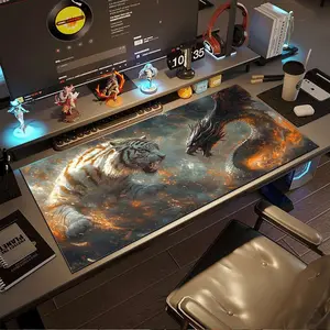 1pc Tiger vs Dragon Battle Mouse Pad | Durable Large Non-Slip Rubber Desk Mat, Multi-Functional for Gaming/Office/Home, Perfect Holiday Gift