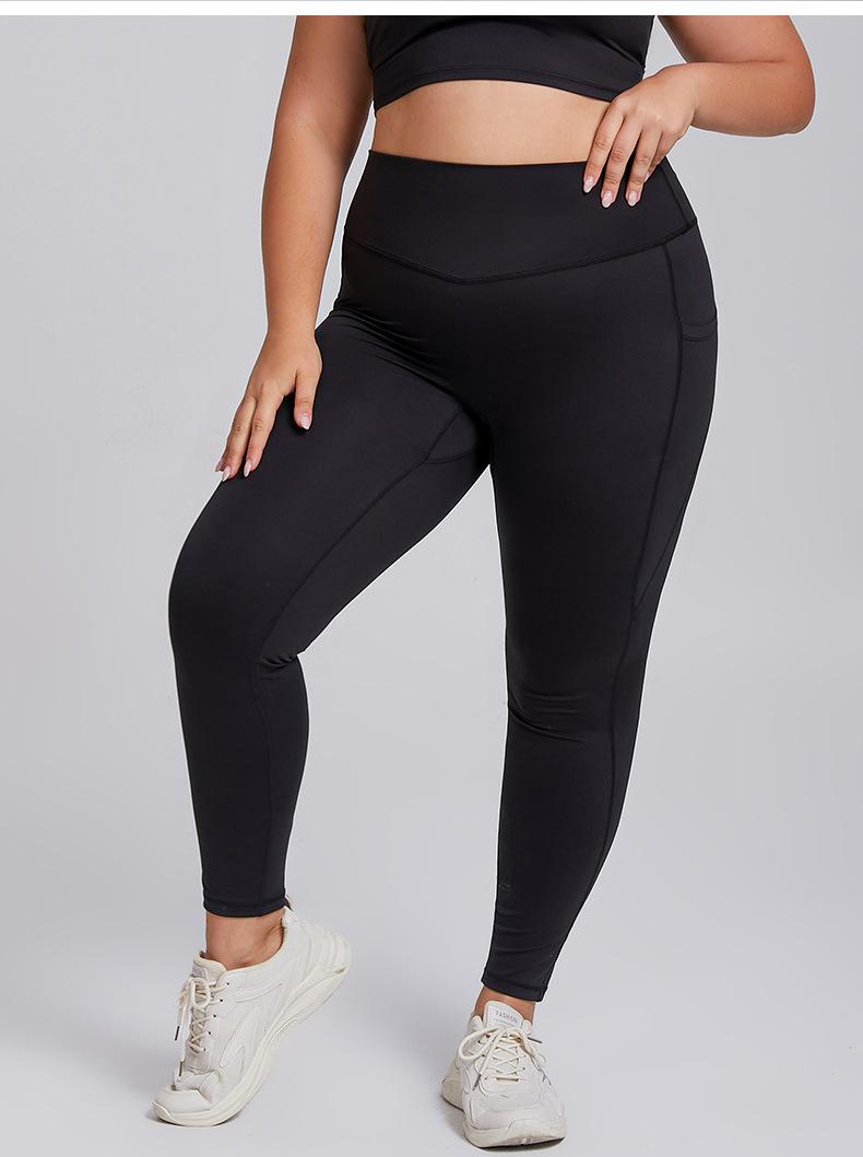 2026 Women's Plus Size 2 Piece Workout Set High Waisted Yoga Leggings with Pockets & Sports Bra