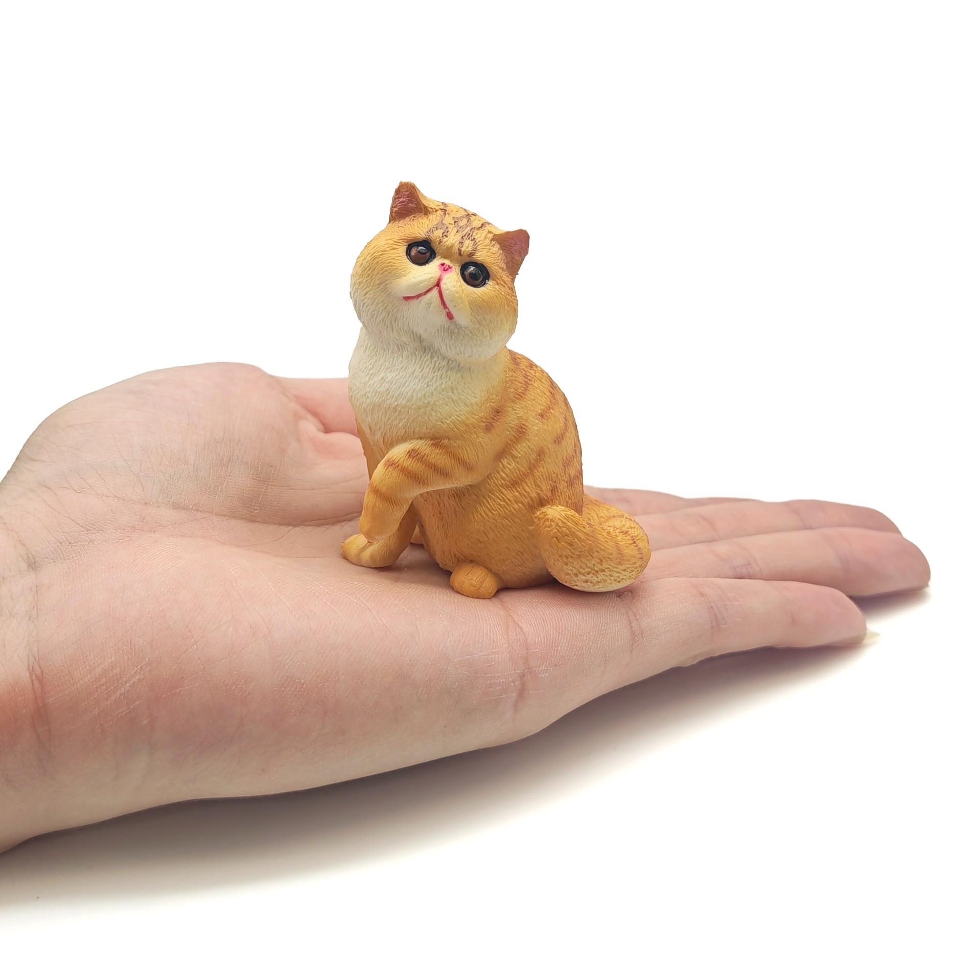 Realistic Cat Model Statue, Handmade Solid Cat Figurine, Office Desk Decoration, Bonsai Decor, Miniature Animal Scene, Home Farm Decor
