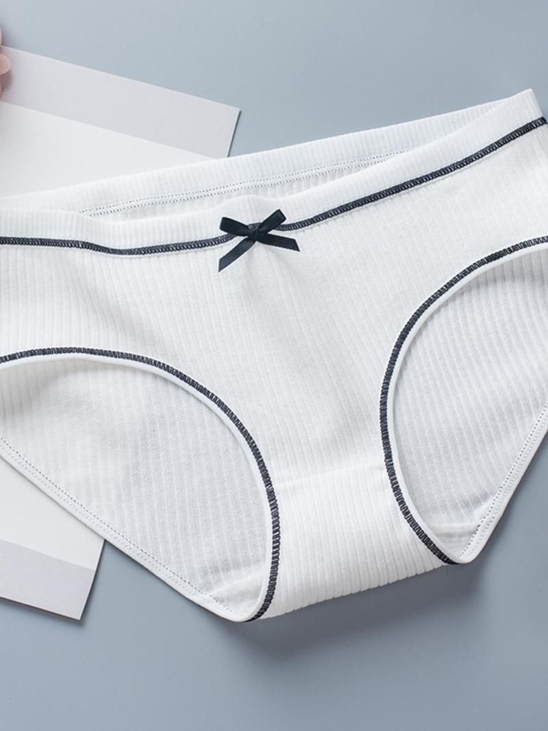 9-16Y,Girl's Simple Soft Comfortable Breathable Panties, With Cute Bow Design,Elastic Waistband, Student Underwear,Girl's Daily Briefs for All Seasons