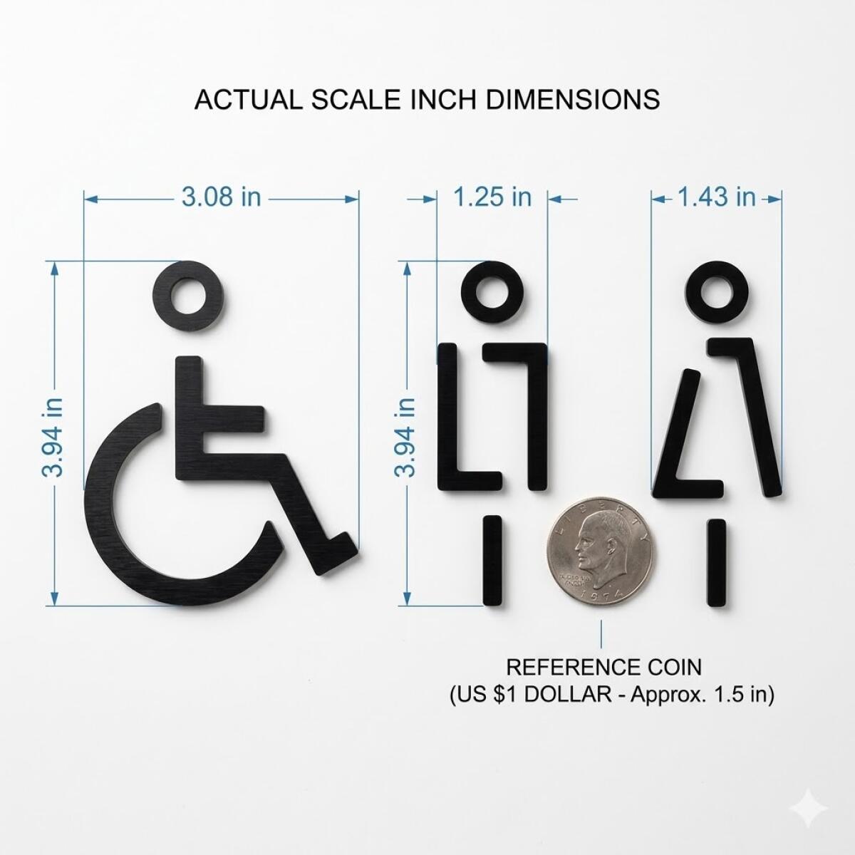 3D Acrylic Modern Restroom Signs Set: Men, Women, Disabled/Accessible. Minimalist Geometric Design, Self-Adhesive Backing. No Drilling. Premium Door Plaque for Hotels, Offices, Public Spaces.