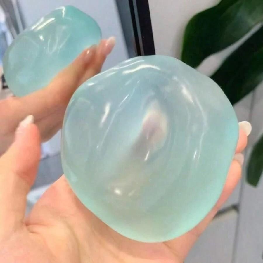 Plush Slow-Return Blue Coconut Oil Handmade Squeeze Ball, 6cm Round Malt Stress Relief Toy, Ideal Gift for Holidays, Fun Cute Birthday Present