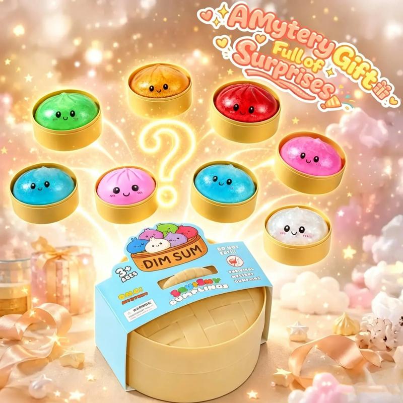 2/6/12 Pack Portable Glossy Baozi Steamed Dumpling Fidgets Blind Box Set, Slow-Rising Squishy Fidget Toy for Anxiety Relief, Collectible Desk Ornament, Holiday Gift