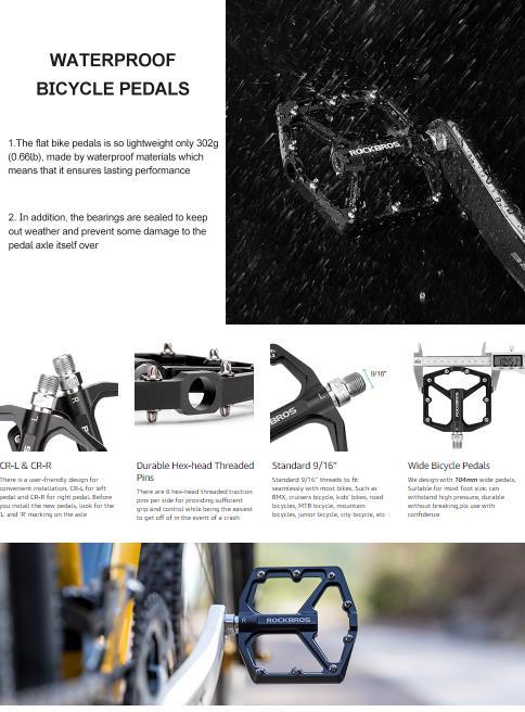 ROCKBROS Mountain Bike Pedals MTB Pedals Bicycle Flat Pedals Aluminum 9/16" Sealed Bearing Lightweight Platform for Road Mountain BMX MTB Bike ROCKBROS Mountain Bike Pedals MTB Pedals Bicycle Flat Pedals Aluminum 9/16" Sealed Bearing Lightweight Platform for Road Mountain BMX MTB Bike