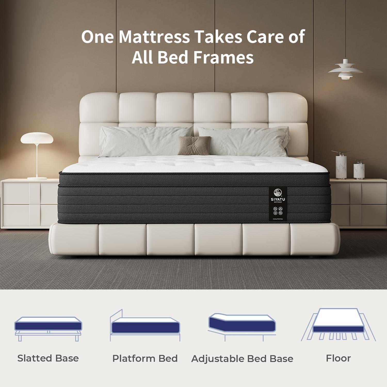 12 inch Twin Full Queen King Boxed Memory Foam Mattress with Strong Edge Support High-Quality for All Sleepers Black and White Standard Bed Frames Restorative Rest