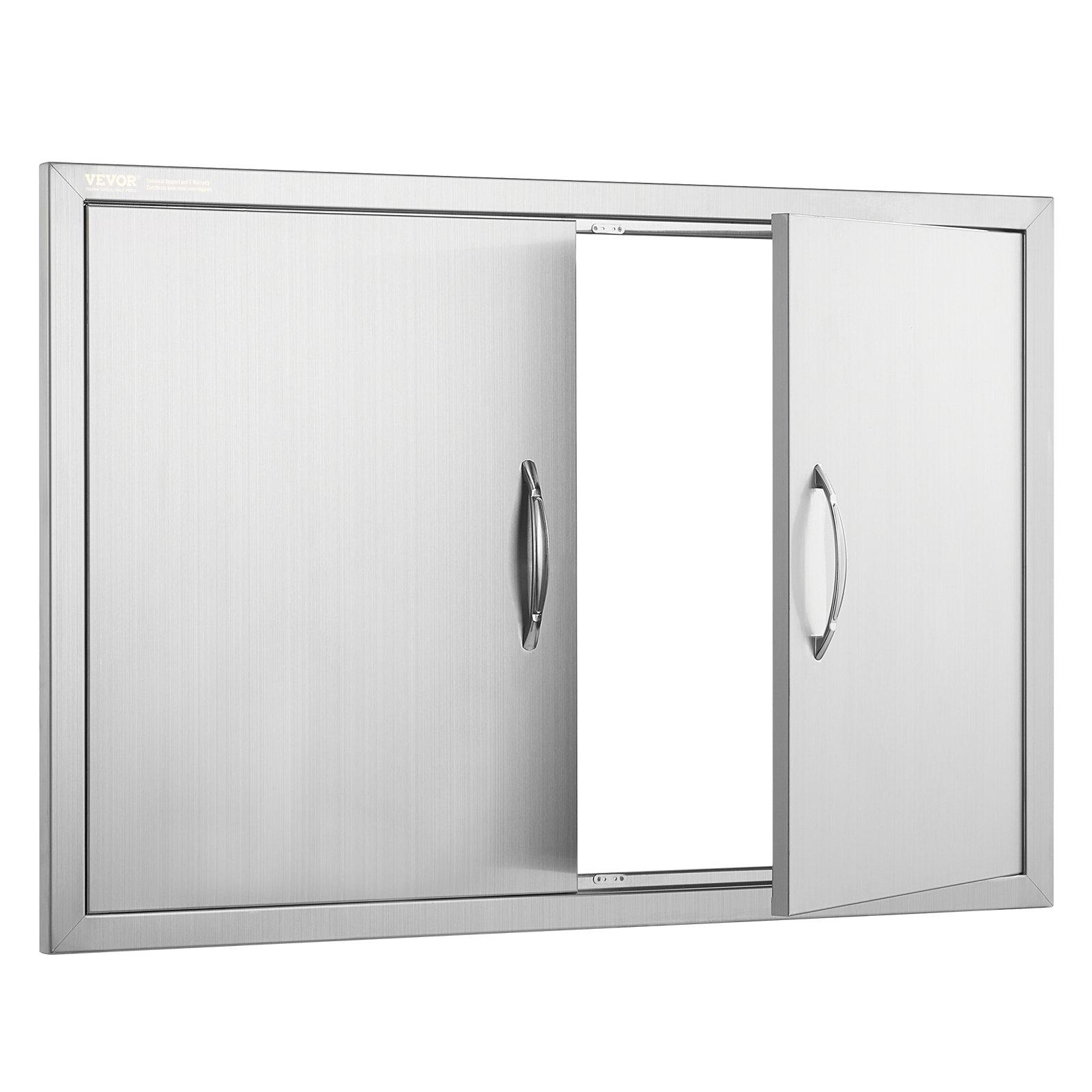 【Summerfinds】VEVOR Stainless Steel Double Vertical Wall BBQ Access Door, 35Wx24H in Flush Mount Door with Handles, for BBQ Island, Grilling Station