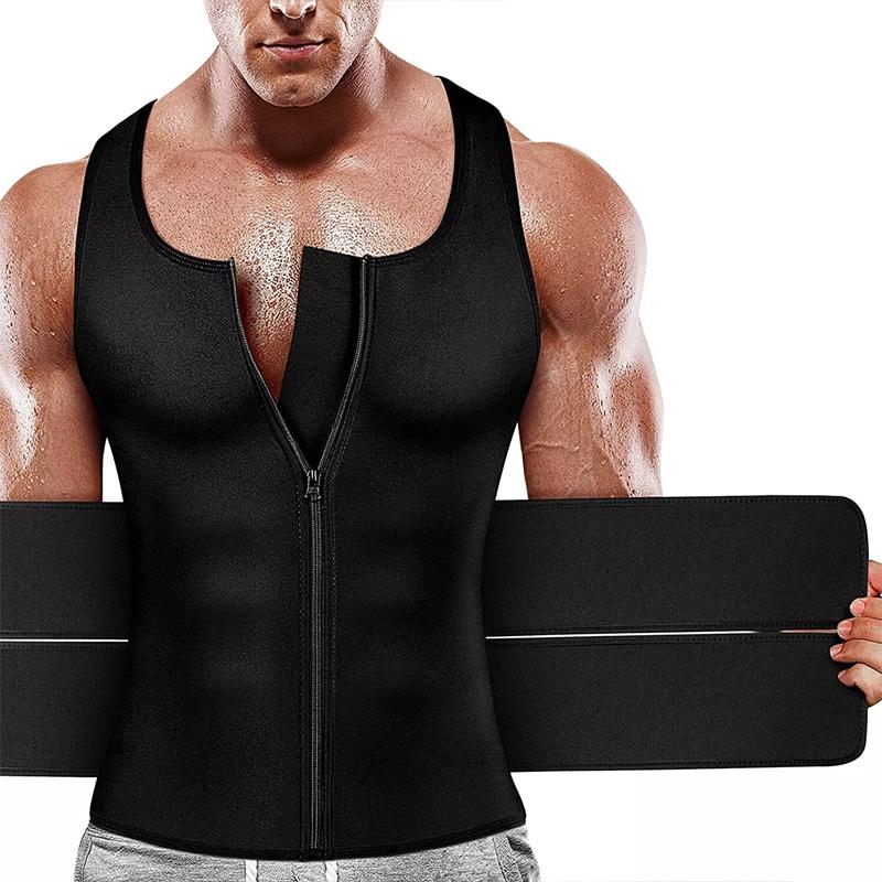 CATTIBOR Men Sauna Suit ,Men Waist Trainer Neoprene Sweat Vest Body Shaper ,Men Waist Trimmer Belt Workout Tank Tops For Runnging Fitness GYM,Menswear Undershirt For All Seasons