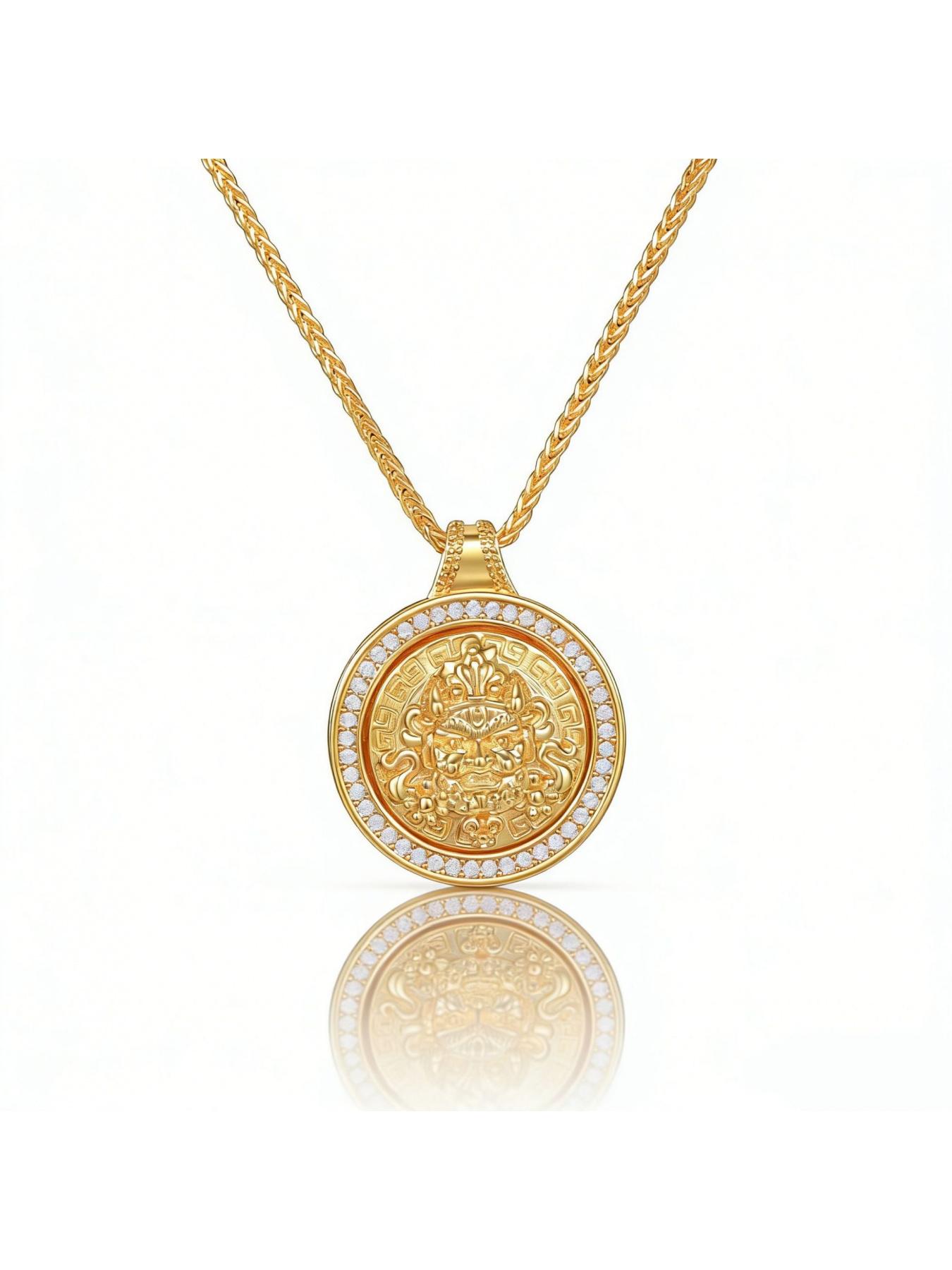 Chinese-style celebrity-inspired gourd necklace for women with a rotatable compass pendant, made of ancient gold, offering a light luxury and high-end feel, suitable as a collarbone chain