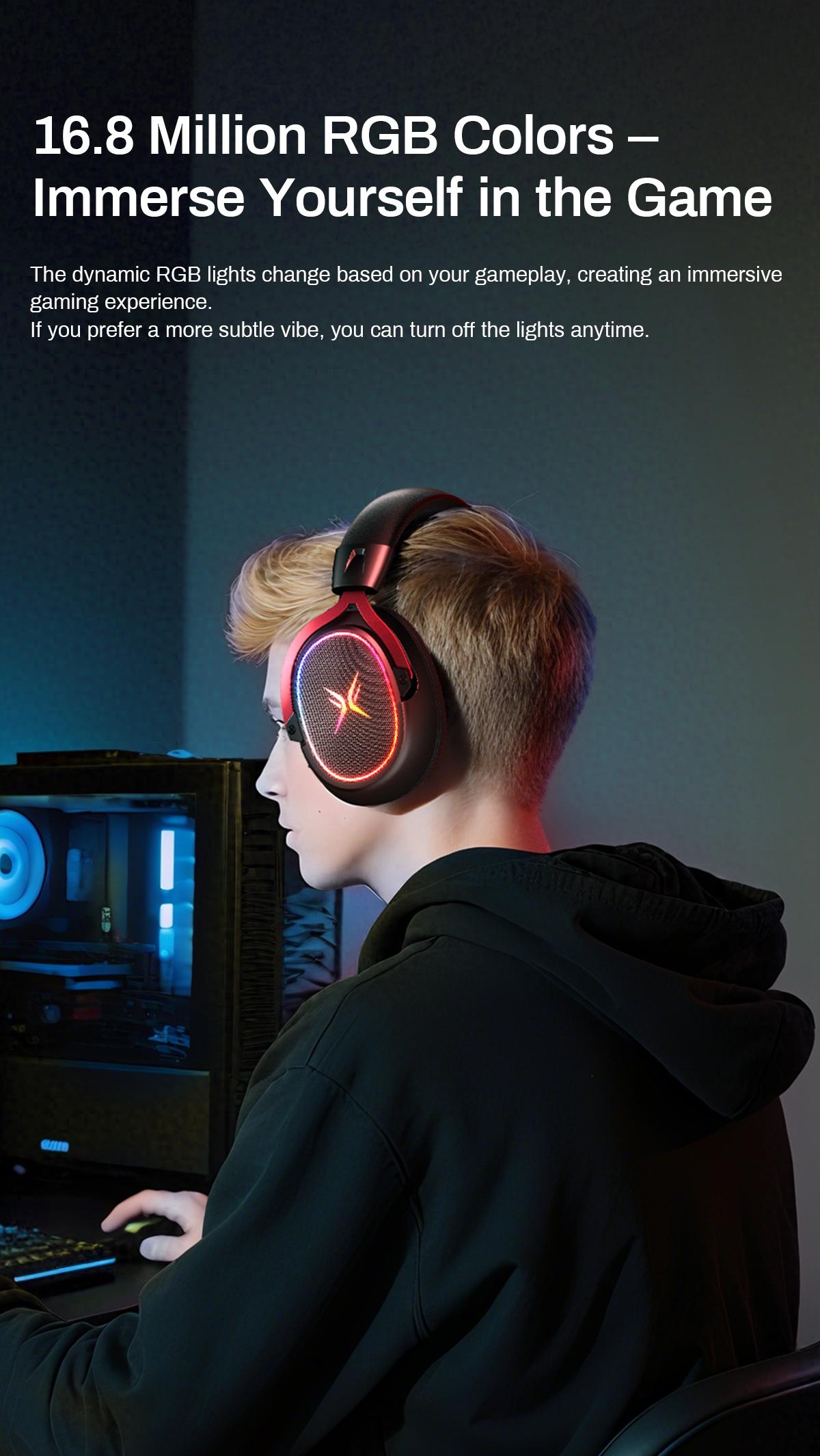 [New Upgrade] TAGRY TRONICX K3 Gaming Headset Version 5.3, 7.1 Surround Sound, 50mm Drivers, Low Latency ENC Microphone for PC PS4 PS5 for PC Laptop Headphone Audio for Gaming & Music