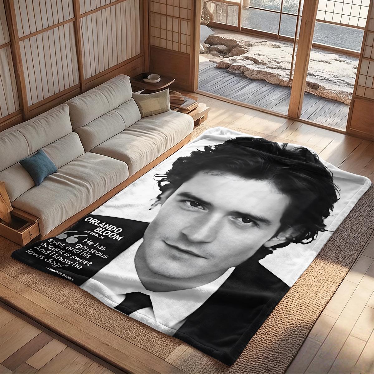 Orlando Bloom creativity  flannel blanket, exclusive gift for home, office, camping travel, personalized pattern design, modern style, soft texture